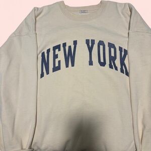 Cream Sweater with Navy Print